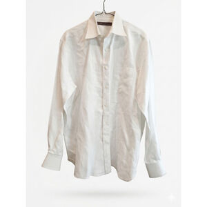 Perry Ellis White Button Down Dress Shirt - Men’s Large 100% Cotton